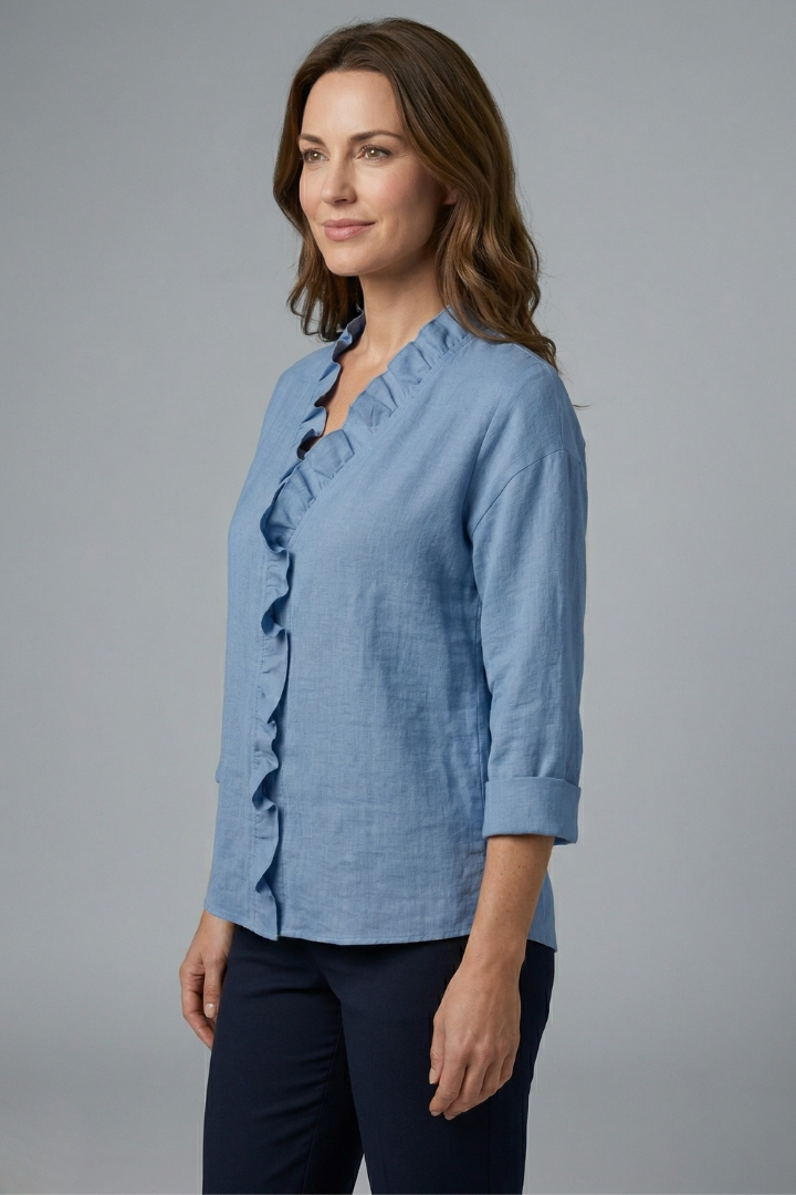 Wendel - Blusa con Volante en el Escote