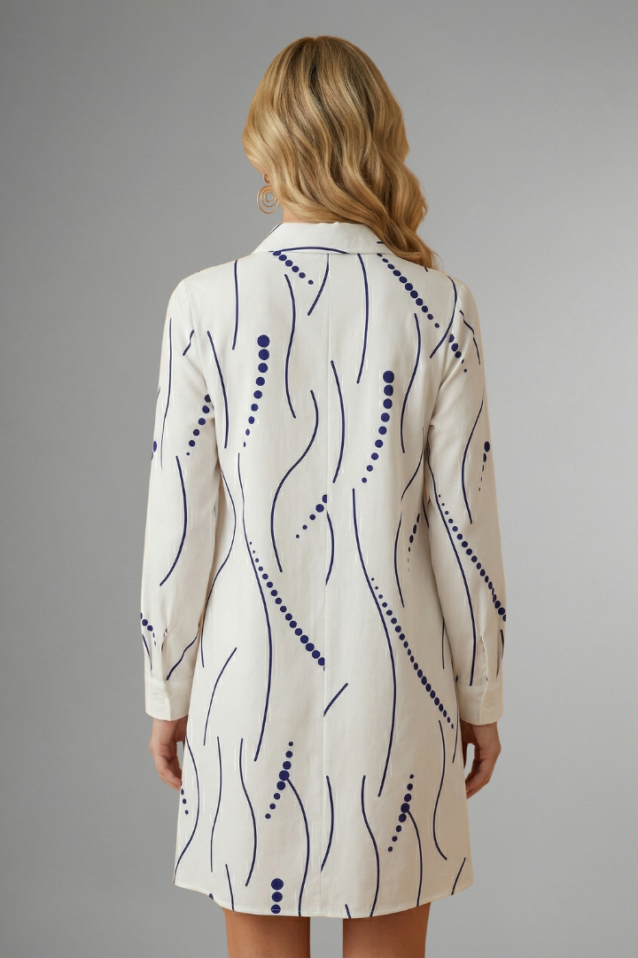 Lowri - Vestido Camisero con Estampado Ondulado