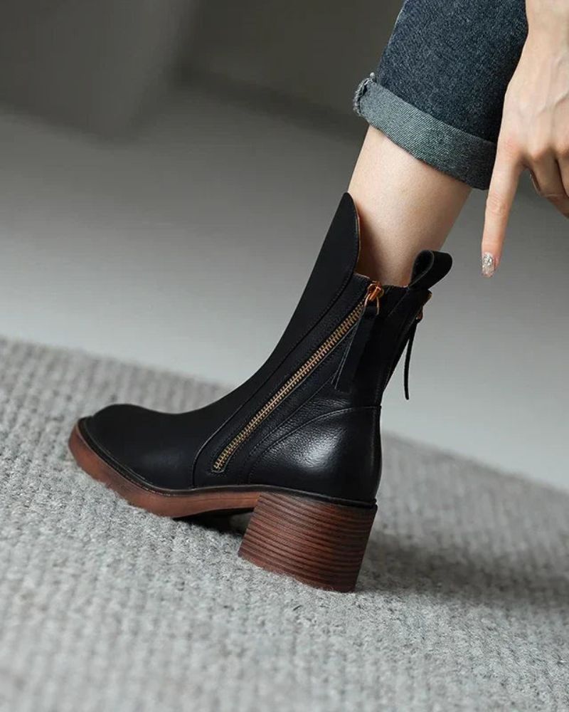 Pernelle · Botines de piel con tacón ancho