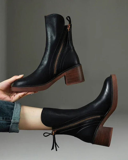 Pernelle · Botines de piel con tacón ancho
