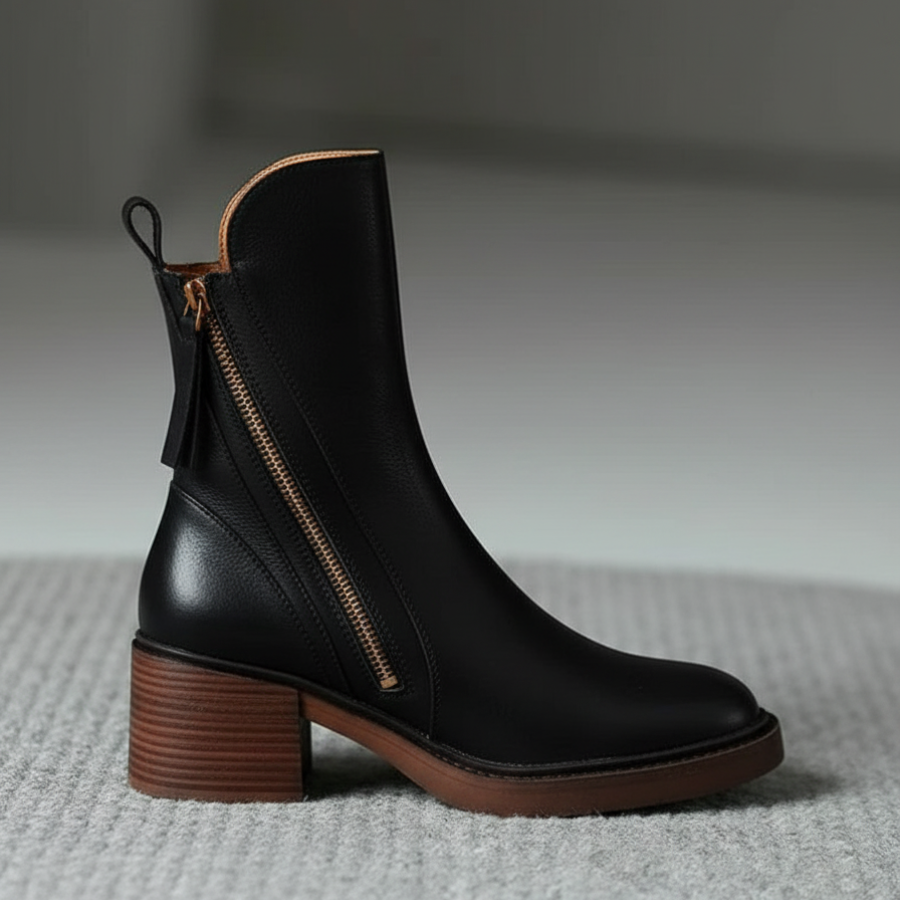 Pernelle · Botines de piel con tacón ancho