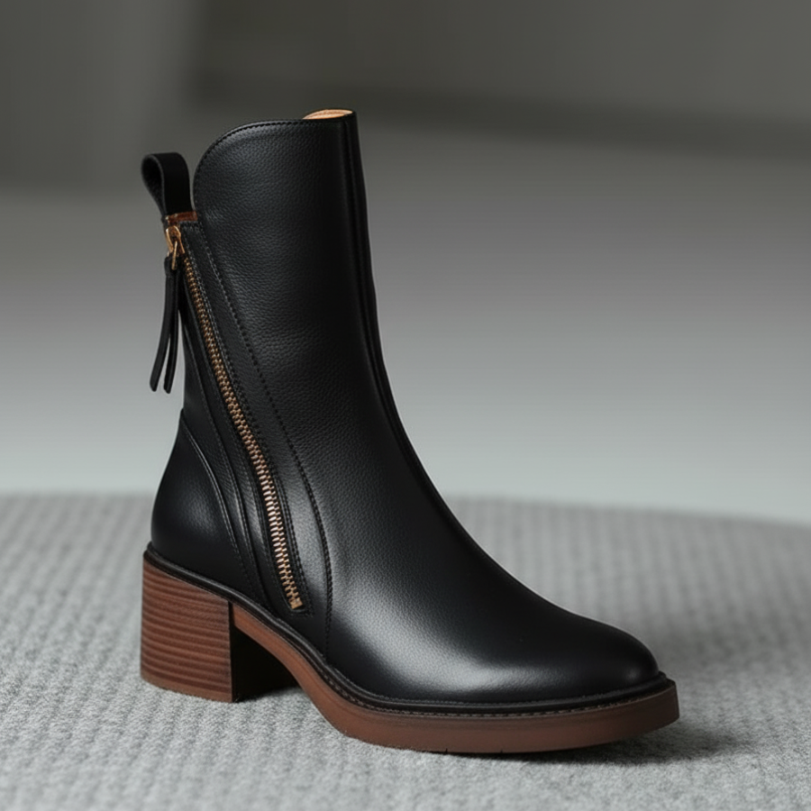 Pernelle · Botines de piel con tacón ancho