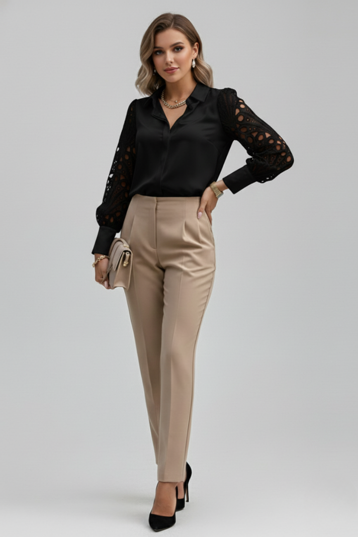 Zinnia - Blusa con Mangas de Encaje