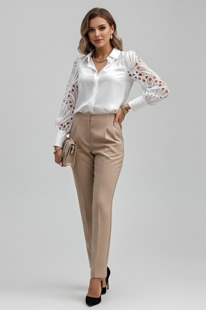 Zinnia - Blusa con Mangas de Encaje