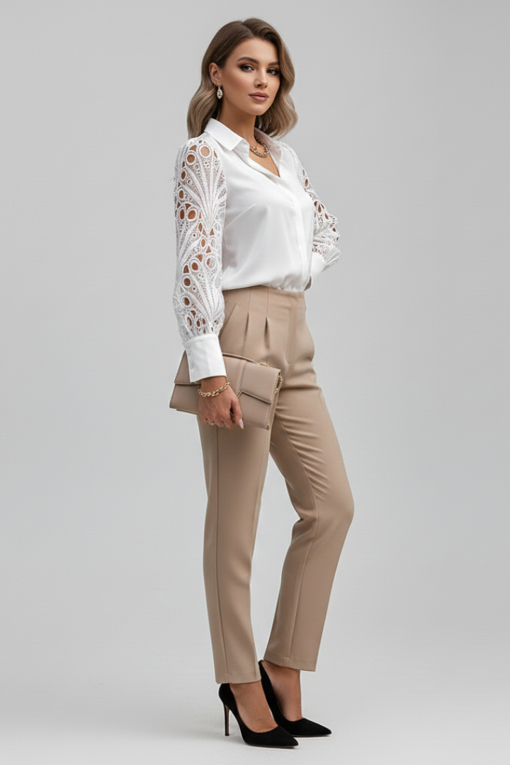 Zinnia - Blusa con Mangas de Encaje
