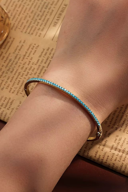 Aurora | Pulsera de Tenis Dorada y Turquesa