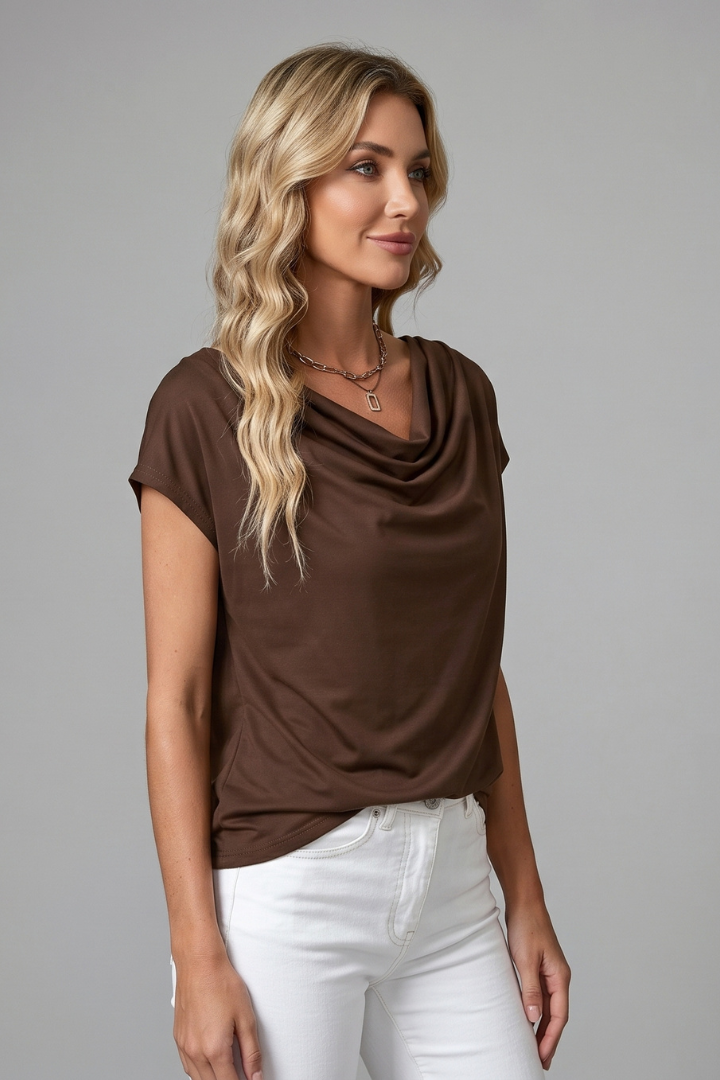 Neva - Blusa con Cuello Drapeado