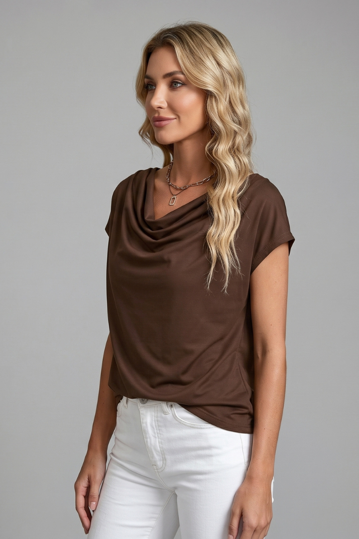 Neva - Blusa con Cuello Drapeado