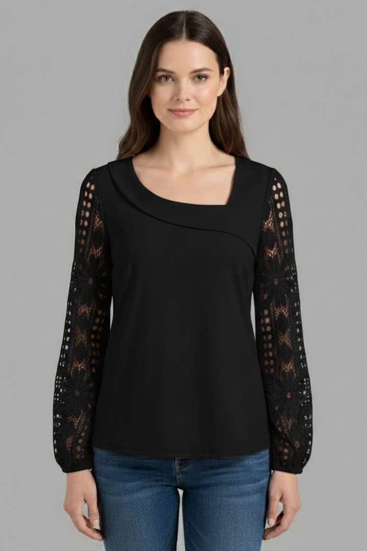 Zephine - Blusa con Mangas de Encaje