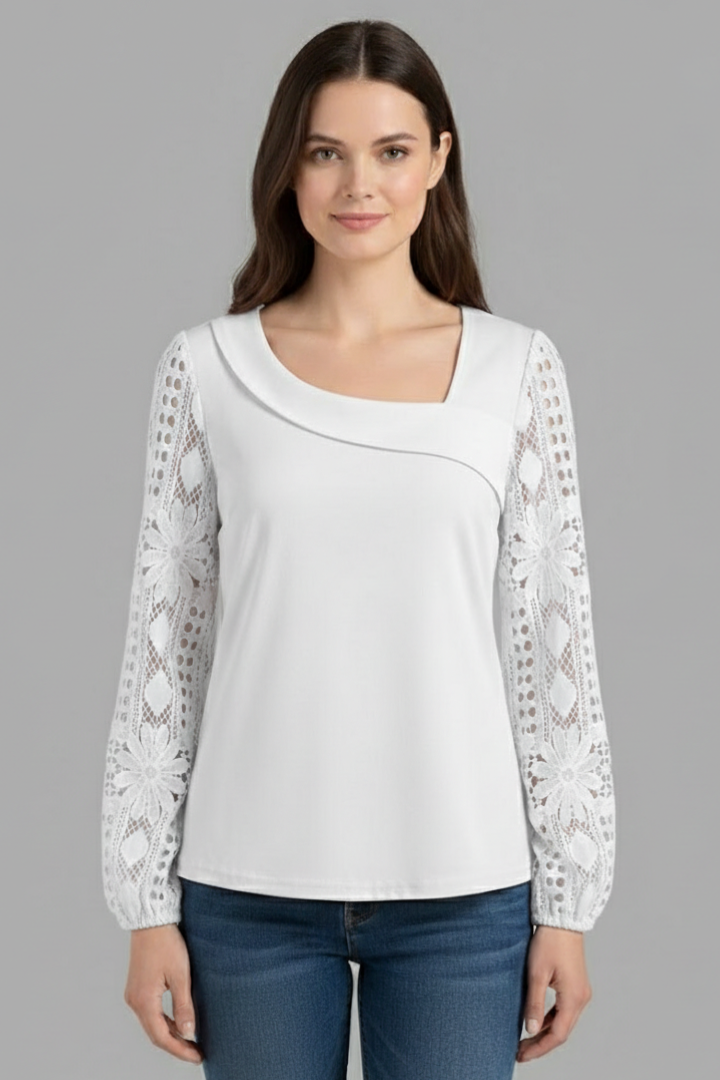 Zephine - Blusa con Mangas de Encaje