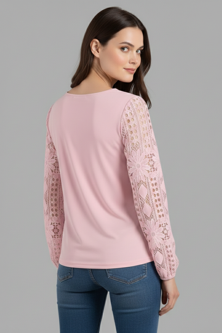 Zephine - Blusa con Mangas de Encaje