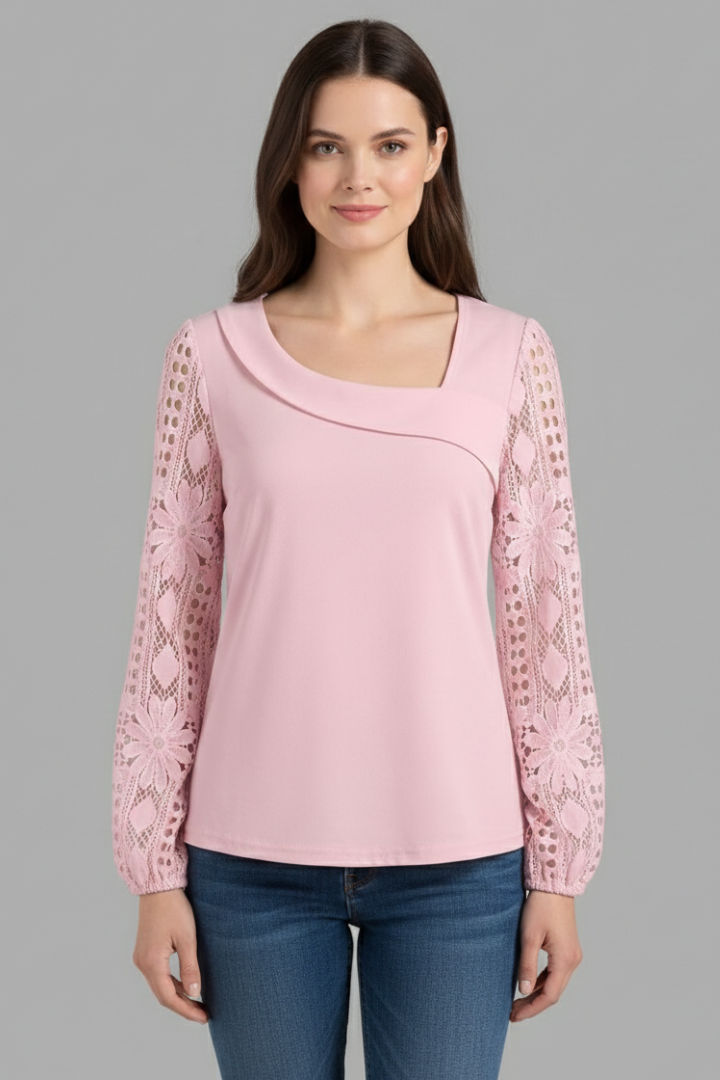 Zephine - Blusa con Mangas de Encaje