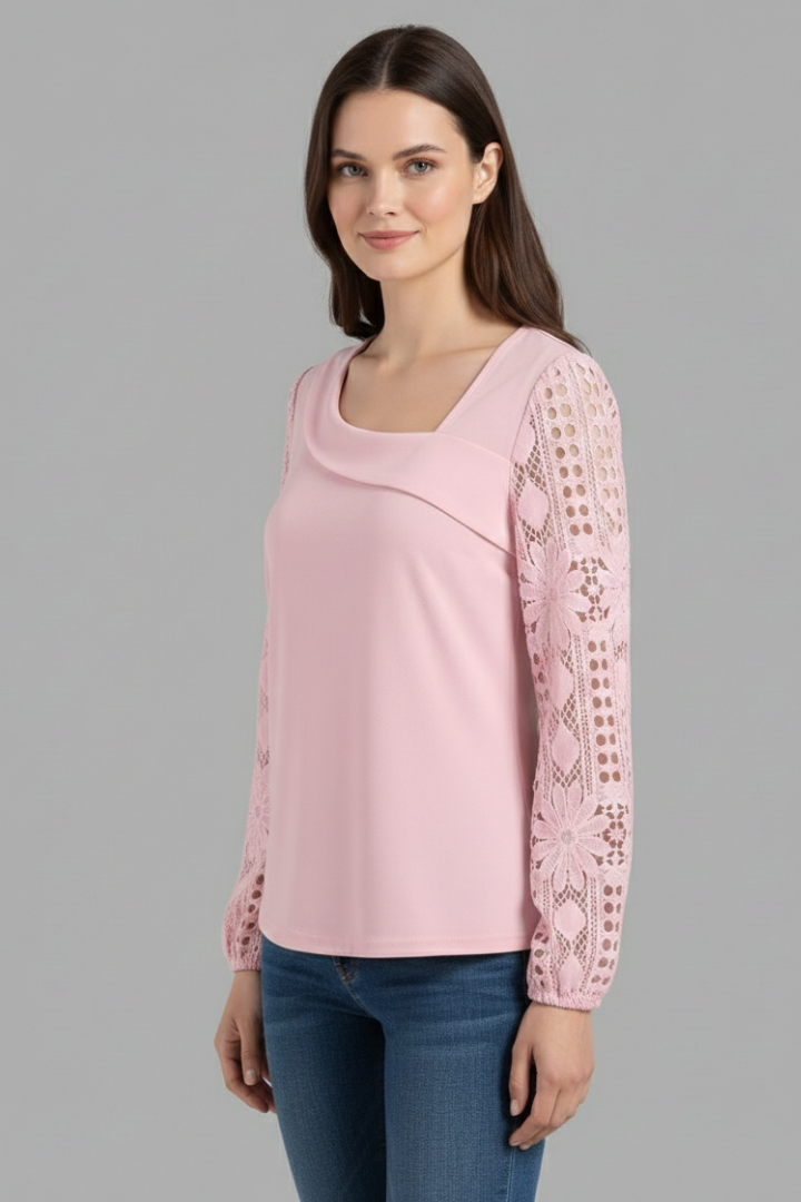 Zephine - Blusa con Mangas de Encaje