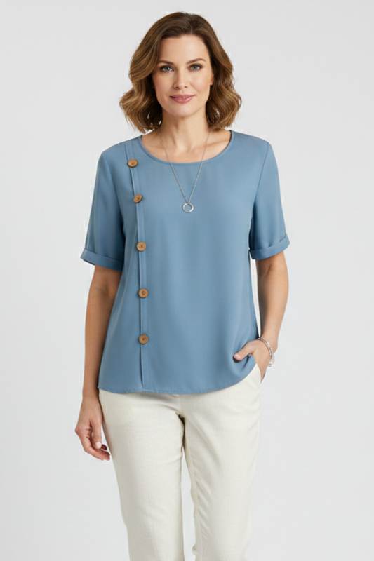 Astrea - Blusa con Botones Laterales
