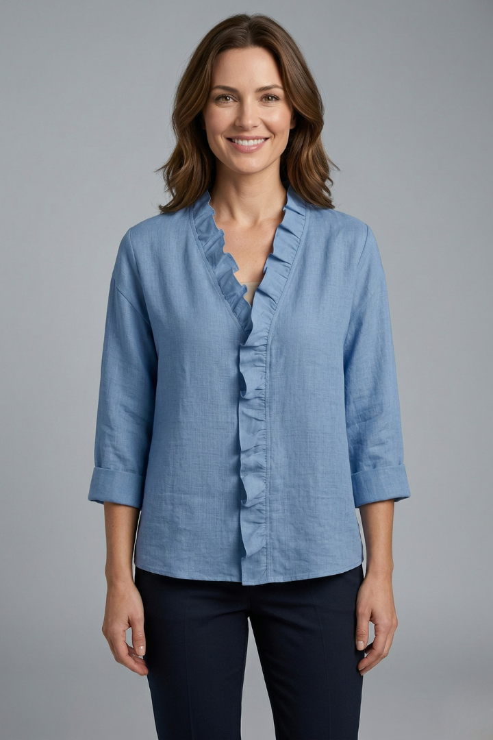 Wendel - Blusa con Volante en el Escote