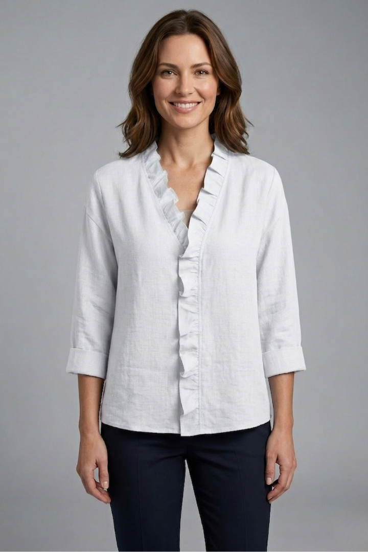 Wendel - Blusa con Volante en el Escote