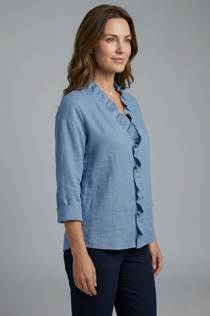 Wendel - Blusa con Volante en el Escote