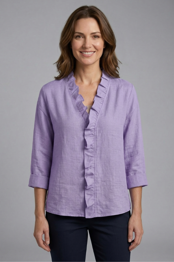 Wendel - Blusa con Volante en el Escote