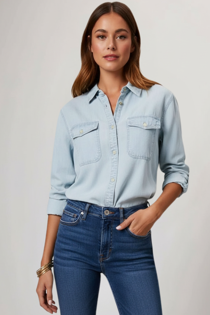 Greta - Camisa Vaquera con Manga Larga