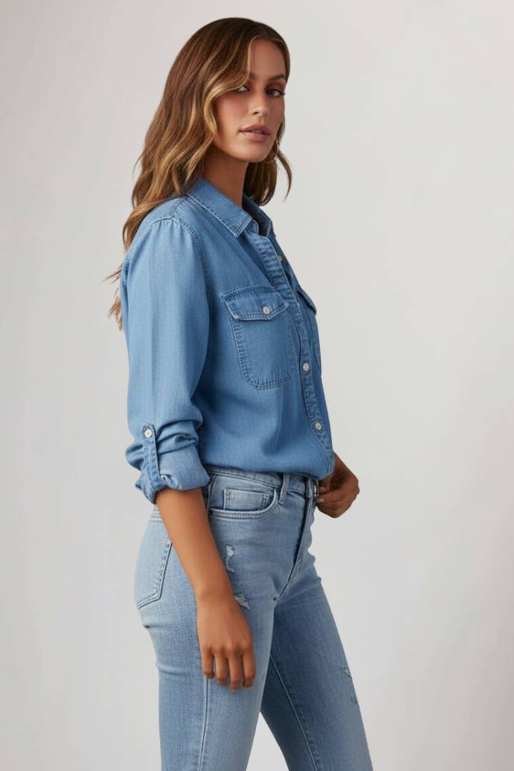 Greta - Camisa Vaquera con Manga Larga