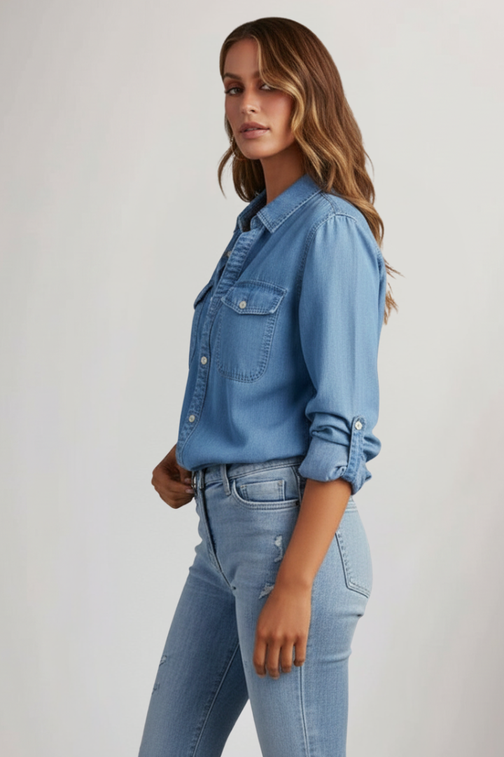 Greta - Camisa Vaquera con Manga Larga
