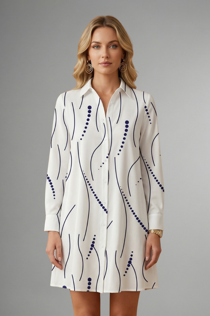 Lowri - Vestido Camisero con Estampado Ondulado
