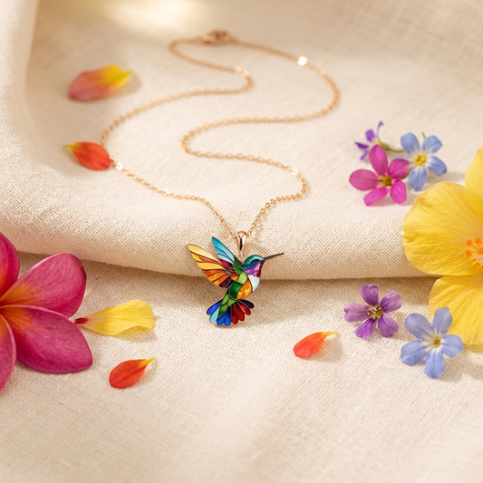 Aura | Collar con Colibrí Multicolor