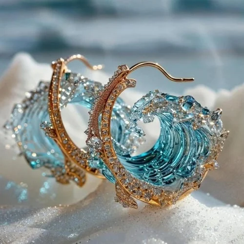 Cyriane | Pendientes Azules con Detalles Dorados